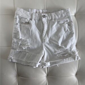 American Eagle Outfitters White Distressed Jean Shorts
